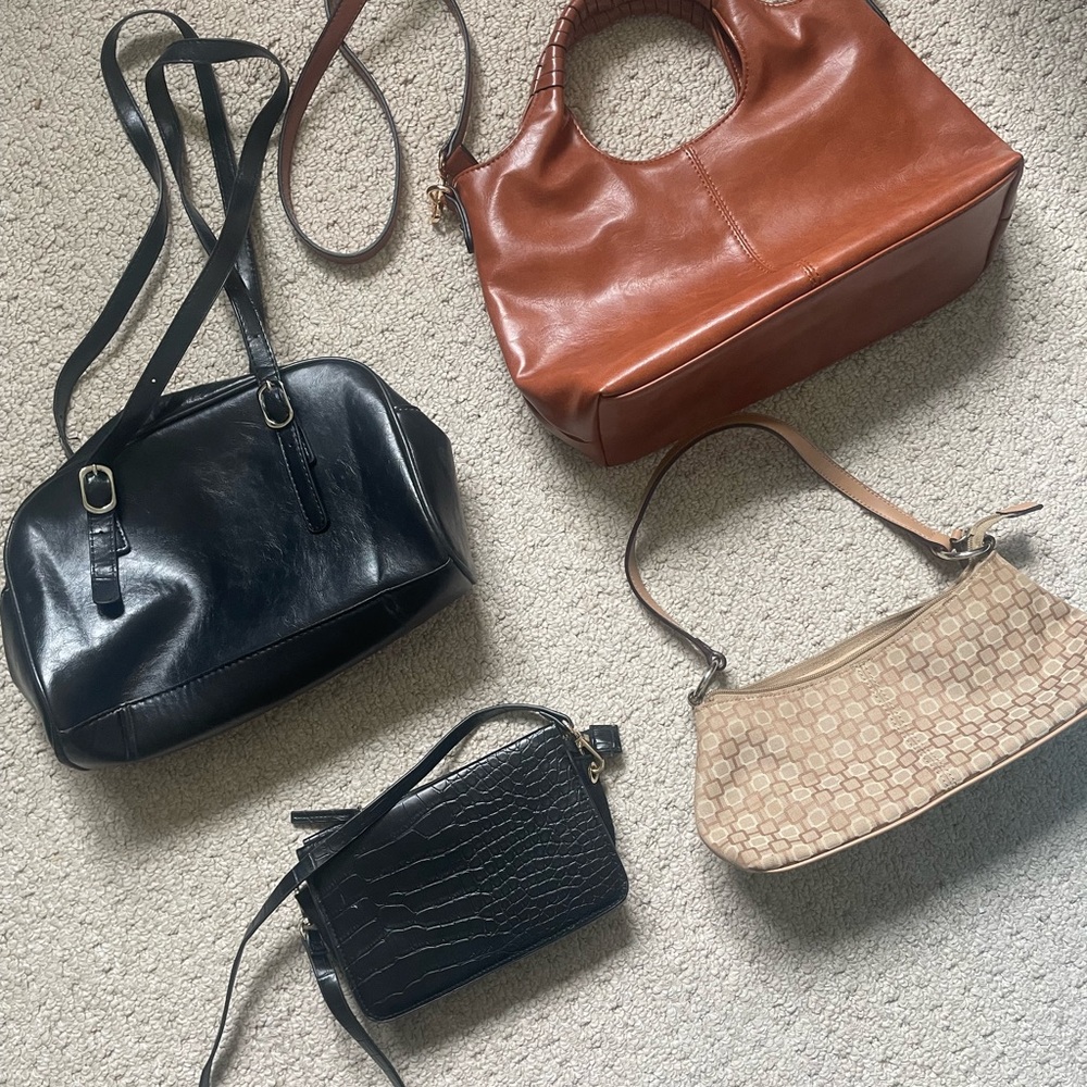 Elegant Black and Tan Women's Handbag Set